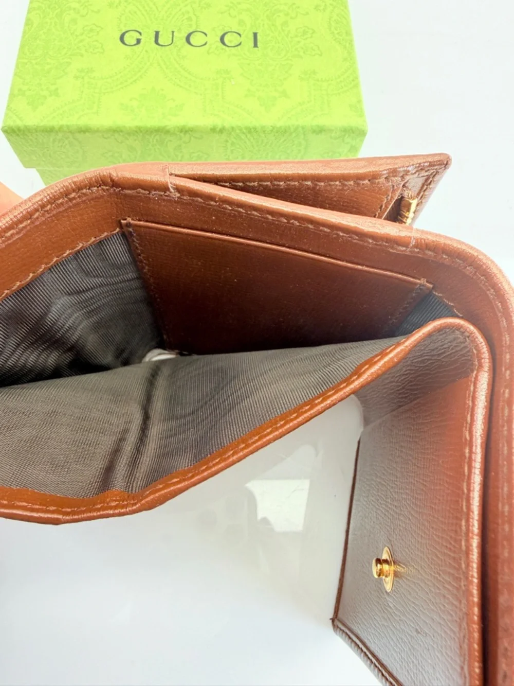 Gucci Brown GG Canvas Small Wallet with Gold Horsebit New